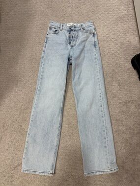 Denim Forum Light Wash High-Rise Straight Jeans